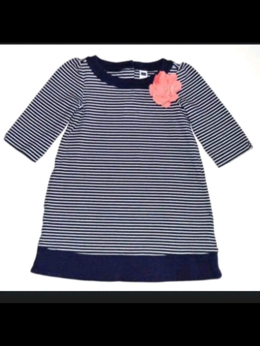 Janie & Jack Blue stripe pink flower dress size 6 years